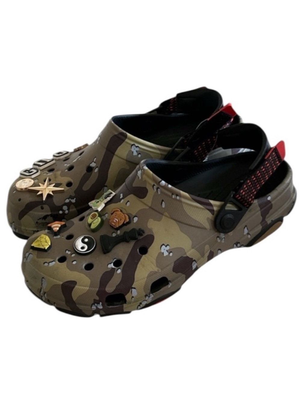CROCS DESERT CAMO M Rugged Terrain Camouflage Clogs w/JIBBITZ Men 9 Women 11